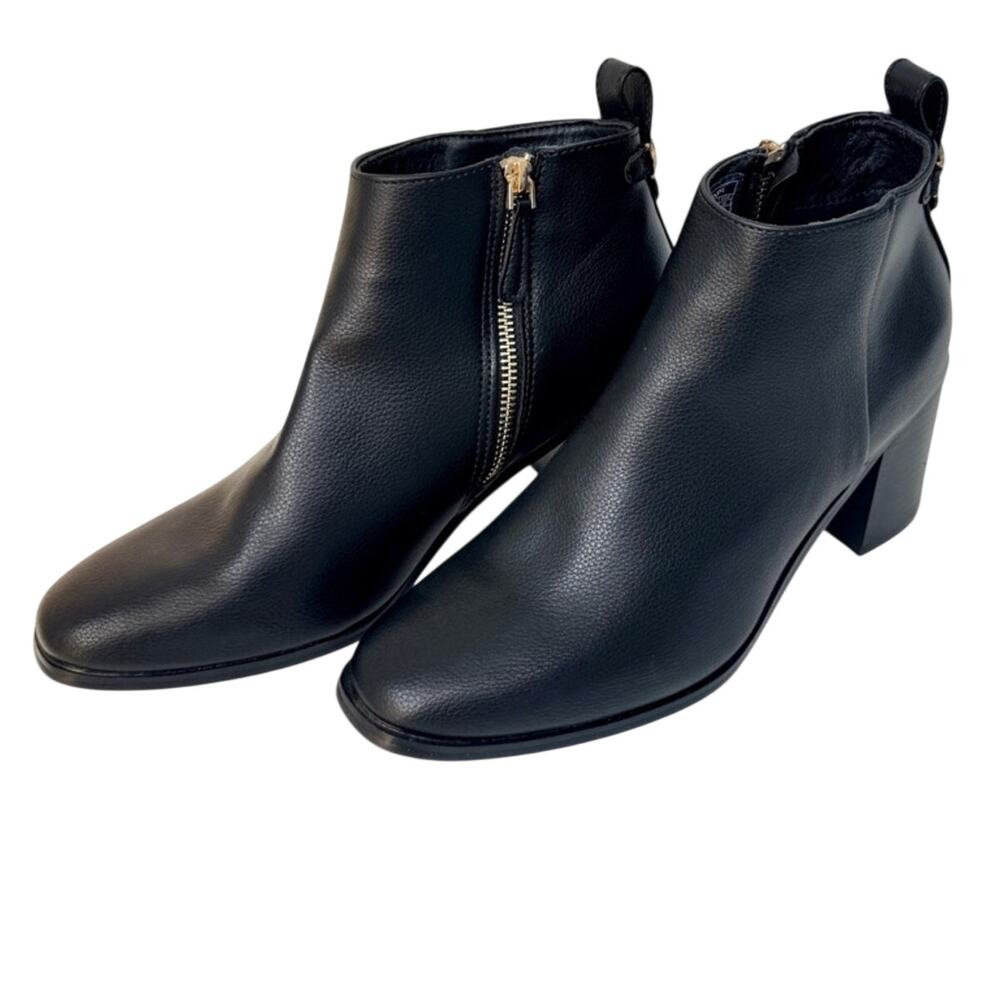 Nautica Luayan Black Vegan Leather Block Heel Ankle Bootie Size 8.5 NEW No Box